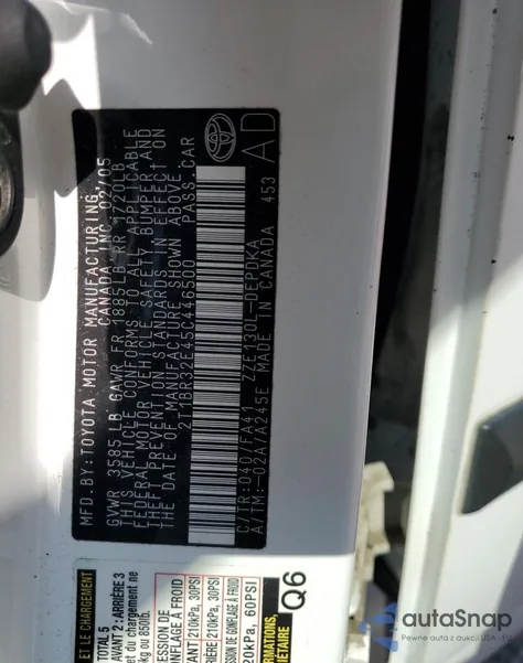 2005 Toyota Corolla Ce из США, поврежденный, VIN 2T1BR32E45C446500